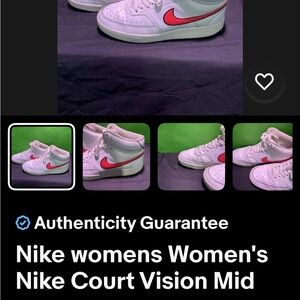 Nike Women's Court Vision Mid White and Red Athletic Shoes